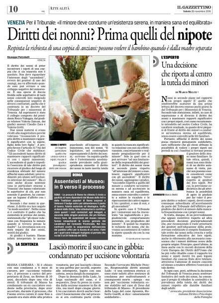 Il Gazzettino - Diritto dei nonni a vedere i nipoti - Avv. Marco Meliti - Associazione Italiana 